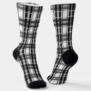 Black and white pattern Tartan geometry chequered Socks