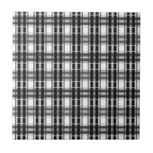 Black and white pattern Tartan geometry chequered Tile
