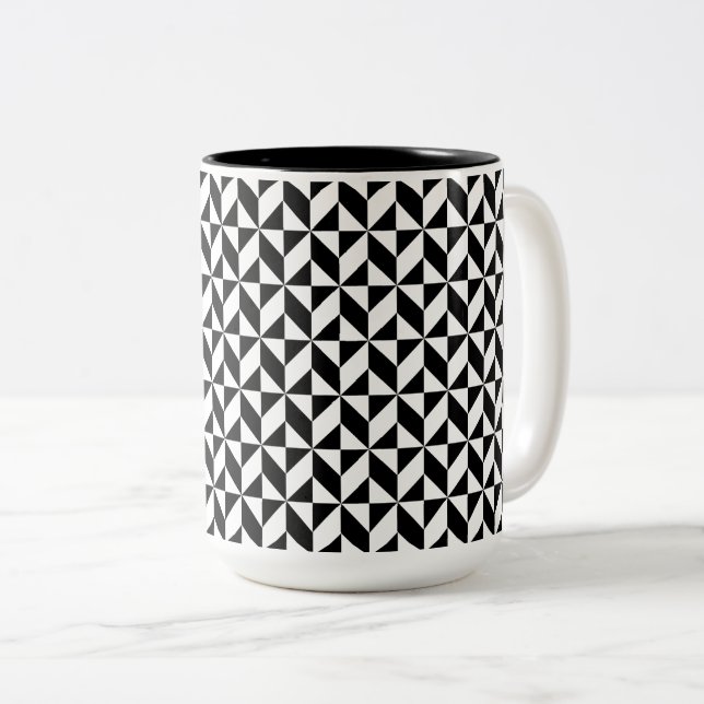 Black and White Pattern Two-Tone Coffee Mug (Front Right)