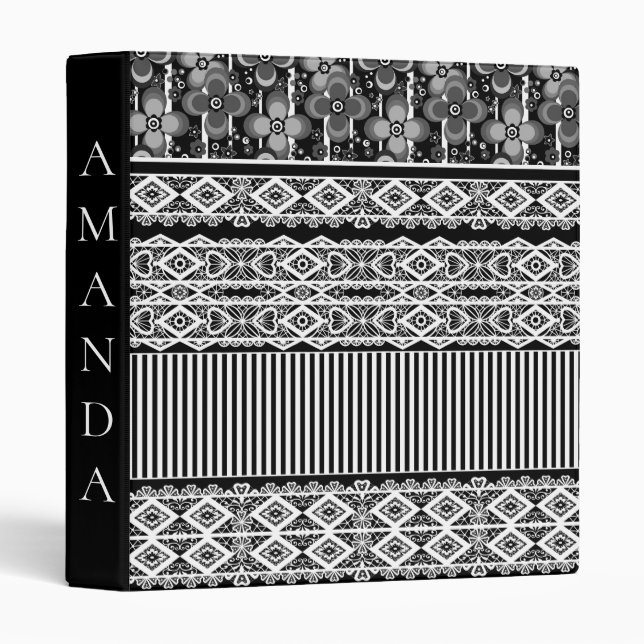 Black and white pattern with lace and patchwork binder (Front/Spine)