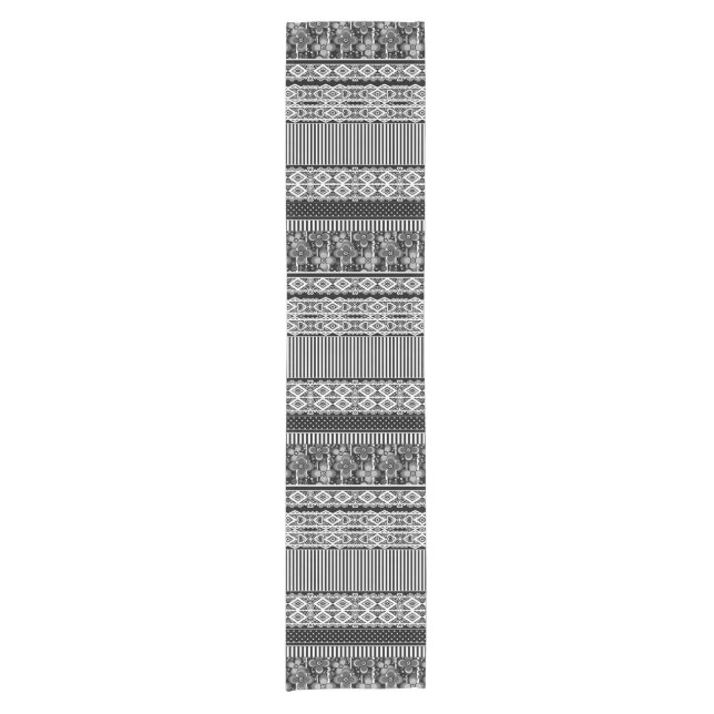 Black and white pattern with lace and patchwork short table runner (Front)