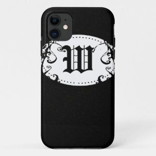 Black and White Pattern with Monogram W iPhone 11 Case