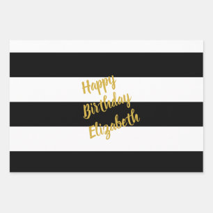 Black and White Pattern Wrapping Paper Sheet