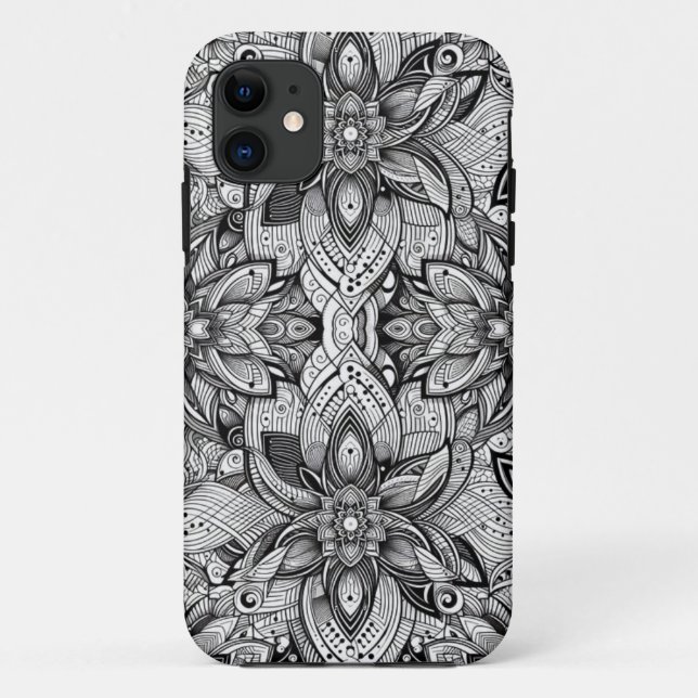 Black and White Patterned Phone Case (Back)