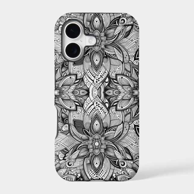 Black and White Patterned Phone Case (Back)