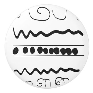 Black and White Patterned Round Drawer Pull