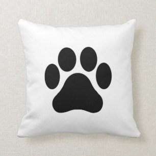 Black and White Paw Print Pillow Home Decor