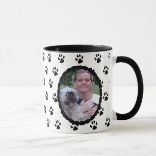 Black and white Paw prints Personalized Photo Mug