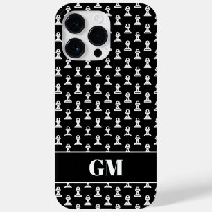 Black and white pawn chess piece custom monogram Case-Mate iPhone 14 pro max case