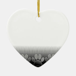 Black And White Paws Gradient Background Ceramic Ornament