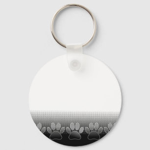 Black And White Paws Gradient Background Keychain