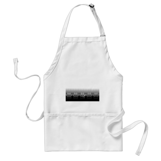 Black And White Paws Gradient Background Standard Apron (Front)