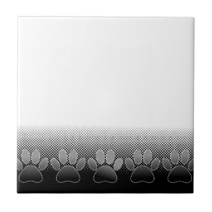 Black And White Paws Gradient Background Tile