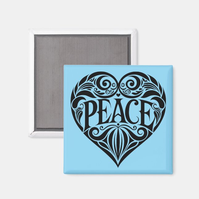 BLACK AND WHITE PEACE HEART MAGNET (Front/Back)
