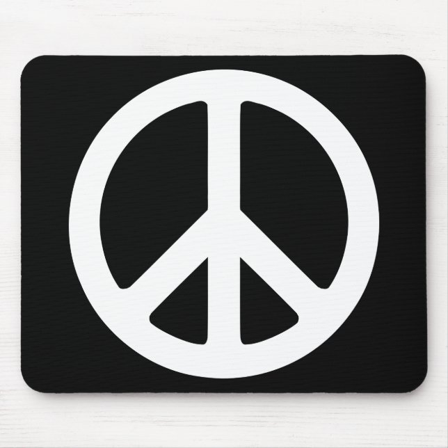 Black and White Peace Sign Mouse Pad (Front)