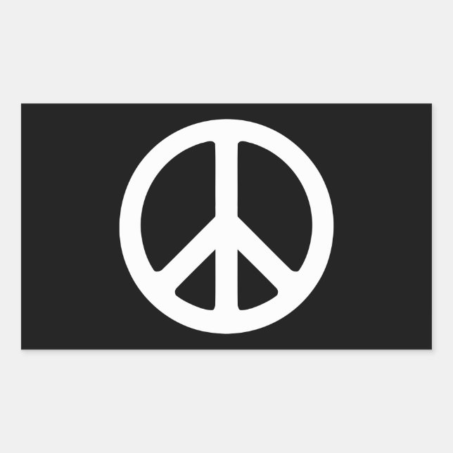 Black and White Peace Sign Sticker (Front)
