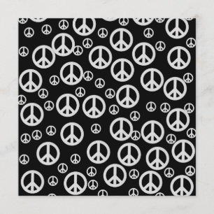 Black and White Peace Signs Invitation