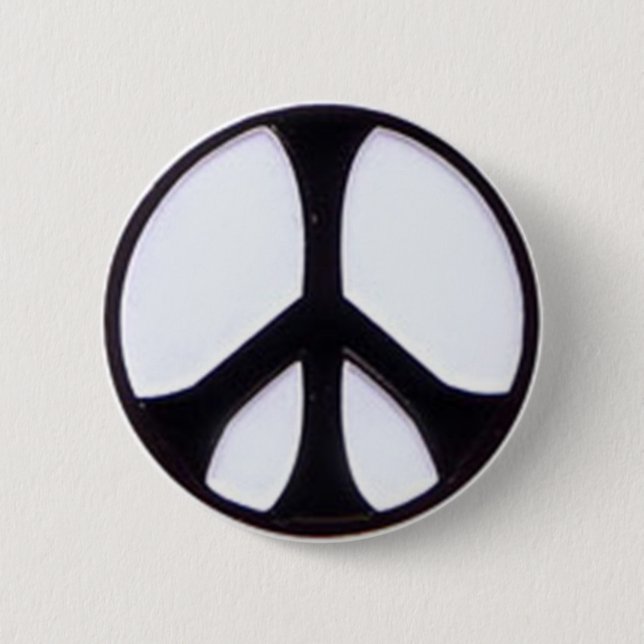 Black and White Peace Symbol 2 Inch Round Button (Front)