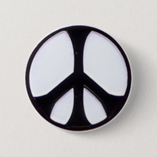 Black and White Peace Symbol 2 Inch Round Button