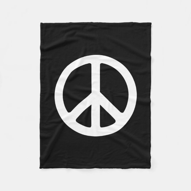 Black and White Peace Symbol Fleece Blanket (Front)