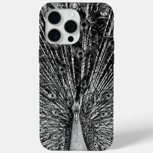 Black and White Peacock Case-Mate iPhone Case (Back)