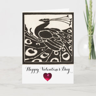 BLACK AND WHITE PEACOCK HOLIDAY CARD
