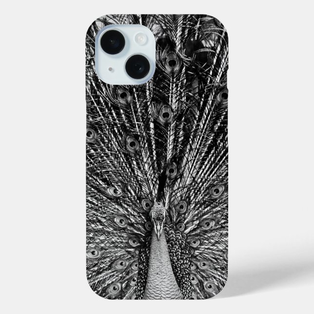 Black and White Peacock Photography Case-Mate iPhone Case (Back)
