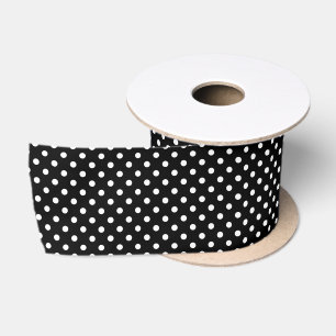 Black and White Peas Pattern Satin Ribbon