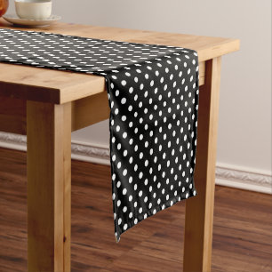 Black and White Peas Pattern Short Table Runner
