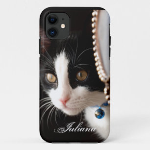 Black and White Peek a Boo Cat iPhone 5 Case