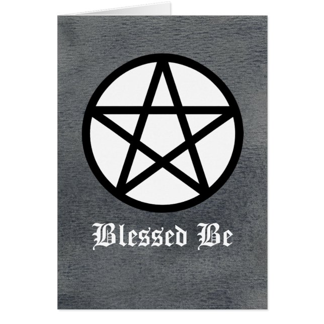Black and White Pentacle on Black Watercolor Card (Front)