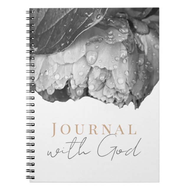 Black and White Peony Flower Journal With God (Front)