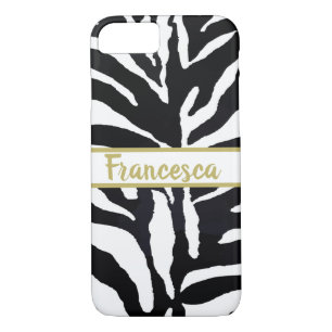 Black and White  Personal Name Zebra Case-Mate iPhone Case
