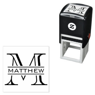 Black and White Personalised Monogram Name     Self-inking Stamp