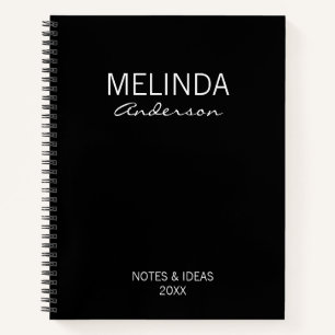 Black and white Personalize Elegant Gift Notebook