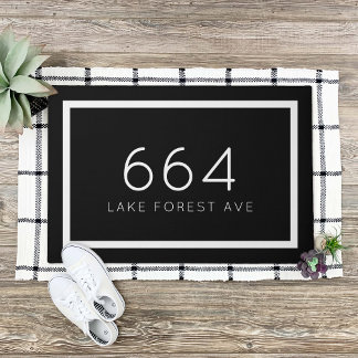 Black and White Personalized Address Number Doormat