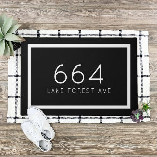 Black and White Personalized Address Number Doormat