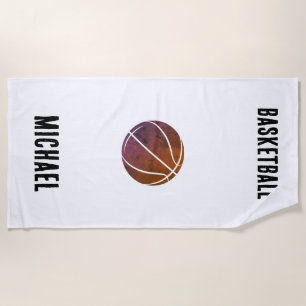 Black and White Personalized Basketball  Beach Towel