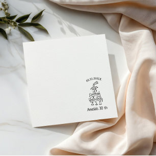 Black and white Personalized Birthday hand drawn Napkin