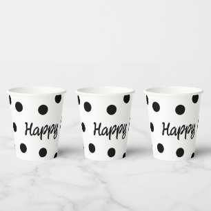 Black and white personalized birthday paper cups