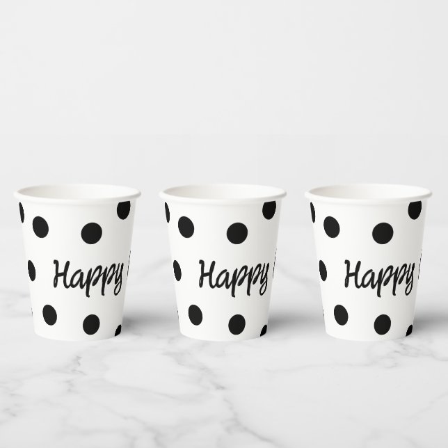Black and white personalized birthday paper cups (Multi)