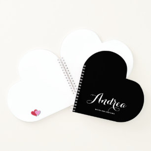 Black and White Personalized Calligraphy Script Notebook