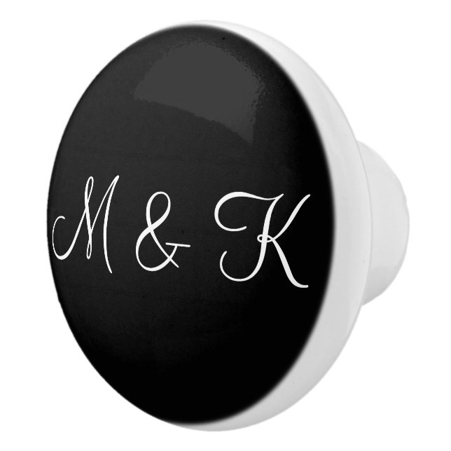 Black and White Personalized Ceramic Knob (Right)