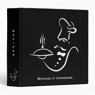 Black and White Personalized Chef Cookbook Binder