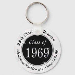 Black and White Personalized Class of 1969 Gifts Keychain
