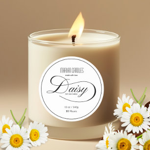 Black and white Personalized Daisy Candle Label