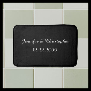 Black and White Personalized Elegant Plush Bath Mat