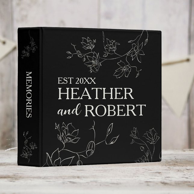 Black and White Personalized Floral Boho Wedding Binder (Creator Uploaded)