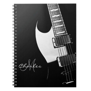 Black and White Personalized Guitar Music Notebook