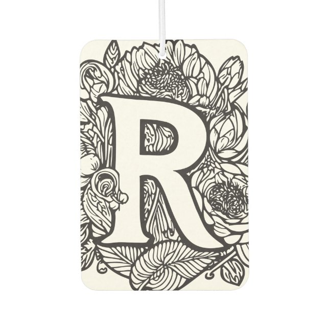 Black and White Personalized Ink Tattoo Flowers  Air Freshener (Front)
